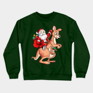 Santa Riding Kangaroo Australian Christmas Crewneck Sweatshirt